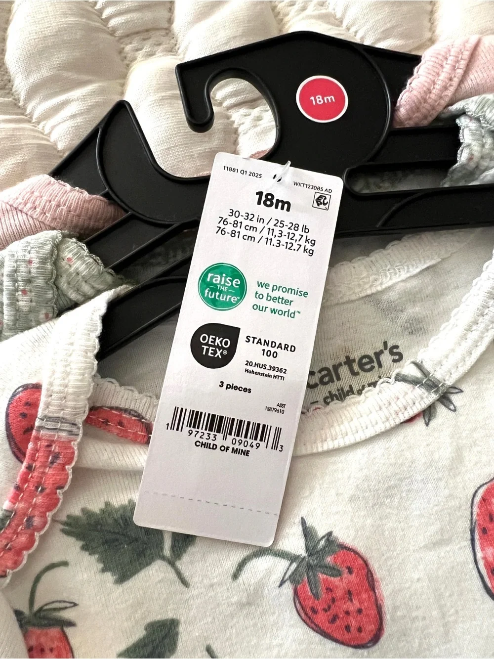 Carter’s Child of Mine Strawberry Floral Bodysuit Set 18M NWT 3 Pack